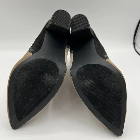 JustFab Remi Womens 7.5 Suede Block Heel Booties Pointed Toe Colorblock Zip Boot - Picture 15 of 16